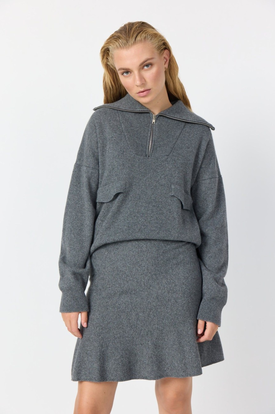 Kvinde Leveté Room | Lr-Winni 3 Pullover Mork Gra