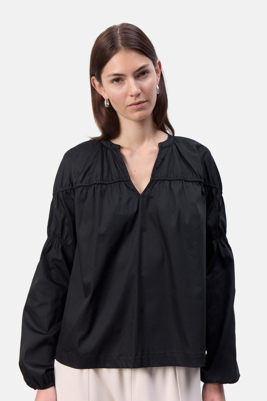 Kvinde Leveté Room | Lr-Isla Solid 104 Bluse Sort